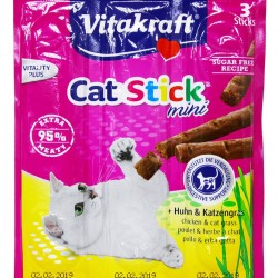 德國VitaKraft 貓小食 (雞+貓草) (3支裝) 18g